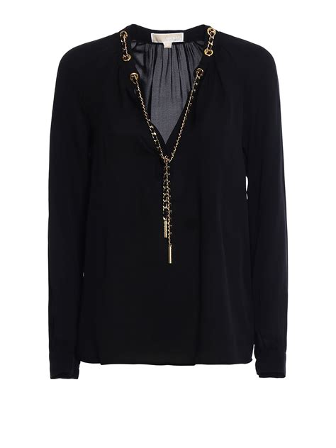 black michael michael kors fonnia chain detail blouse|Michael Kors stretch tops.